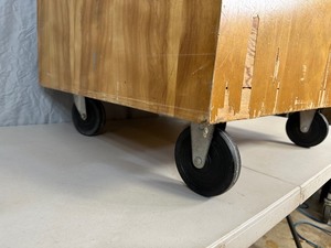 lot 8A image: Large Wood Bin on Wheels