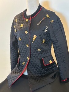 lot 10 image: Vintage 1990 Escada Satin Quilted Jacket with Musical Pins