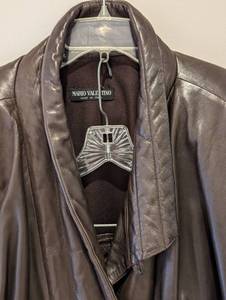 lot 78 image: Vintage Mario Valentino Chocolate Leather Belted Jacket and Pants