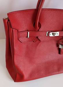 lot 80 image: Red Italian Leather Tote