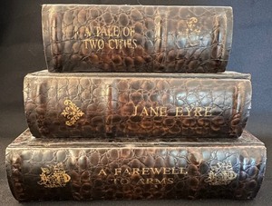 lot 95A image: Faux Book Storage Box and Asian Soy Sauce Dishes