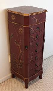 lot 196 image: Beautiful Red Painted Jewelry Armoire
