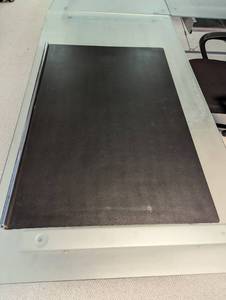 lot 255 image: Curved Glass Office Desk and Accessories