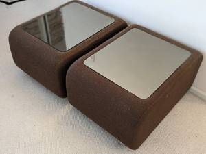 lot 257 image: Pair of Vecta Contract Vintage Upholstered Mirror Top Side Tables