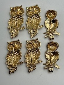 lot 148A image: Rhinestone Monet Owls Brooch Pins
