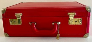 lot 193 image: Retro Red Briefcase and Holland Wooden Clogs