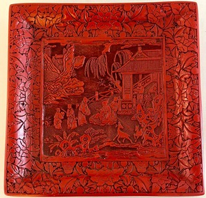 lot 265 image: Asian Cinnabar Lacquer Tray