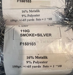 lot 361 image: La Furla Metallic Yarn Skeins - Smoke & Silver