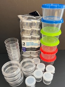 lot 369 image: Large Wooden Bobbin Holders & Plastic Containers