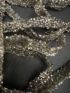 lot 380 image: Jewel Crusted Gunmetal Silver Ribbon & Beaded Lace