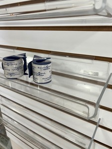 lot 299 image: Plexi Glass Slat Wall Shelves - Shallow Lip Single Level - Qty 7