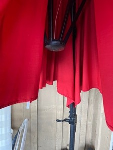 lot 425 image: Outdoor Red Umbrella with Base