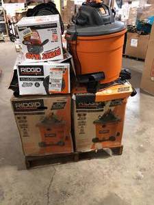 lot 1 image: Pallet of assorted  Ridgid Shop Vacs Various Models and Conditions Customer returns Review all pictures