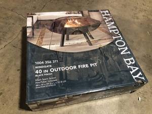 lot 5 image: Hampton Bay  Windgate 40 in. Dia. Round Steel Wood Burning Fire Pit with Spark Guard Open Box Customer returns Review all pictures