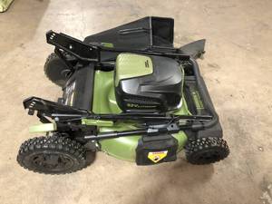 lot 7 image: Green Machine  62V Cordless 3-in-1 High Wheel Push Walk Behind Mower, Brushless 22 In. Cutting Width Missing Battery and charger - Tool onlyCustomer returns Review all pictures