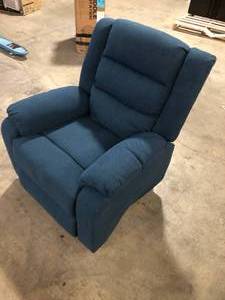 lot 13 image: Noble House  Adrianne Muted Blue Power Reclining Upholstered Recliner Customer returns Review all pictures