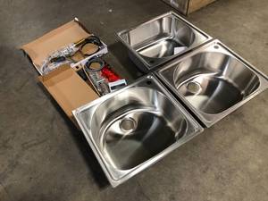 lot 14 image: Mix lot of 4 Stainless Steel Sinks Customer returns Review all pictures