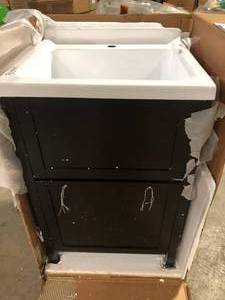 lot 22 image: Schon  Eleni All-In-One Kit 24 in. x 22 in. x 37.8 in. Acrylic Utility Sink with Cabinet in Espresso Customer returns Review all pictures