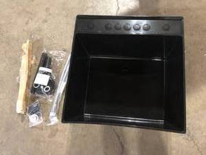 lot 23 image: 22.875 in. x 23.5 in. Black 19 Gal. Thermoplastic Utility Sink Kit with Black Metal Legs, P-Trap and Supply Lines Customer returns Review all pictures