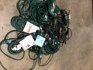 Lot of assorted HDX Landscape Extension Cord, Green customer return review photos