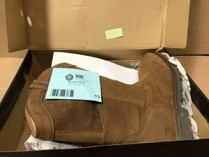 DEWALT Mens Stanton Waterproof Wellington Work Boots - Steel Toe - Bison Brown Size 13(M) Customer return reveiw photos