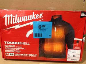 Milwaukee  Mens X-Large M12 12V Lithium-Ion Cordless TOUGHSHELL Black Heated Jacket (Jacket and ChargerPower Source Only) Customer return Review all pictures