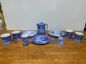 10 Piece Currier & Ives Pattern Porcelain Dishes