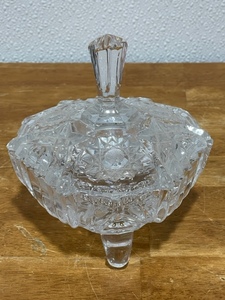 Crystal 3-Footed Low Bowl with Lid