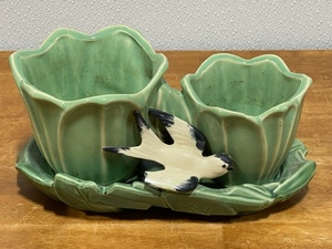 McCoy Double Tulip Planter with Bird