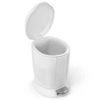 simplehuman 6L Round Step Trash Can White