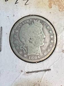 5 BARBER QUARTERS 1894 1894-O 1905 1909-O 1910-D