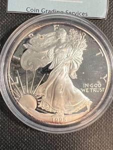 1995 PROOF AMERICAN SILVER EAGLE IN AIRTITE PREVIOUS PF70 CGS SLAB