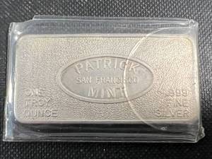 1 TROY OZ .999 FINE SILVER ART BAR PATRICK MINT SEALED