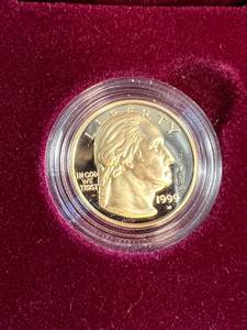 1999 PROOF $5 GOLD GEORGE WASHINGTON COMMEM .24 TROY OZ
