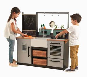 lot 121 image: KIDCRAFT Wooden Farm to Table Play Kitchen with EZ Kraft Assembly, Lights & Sounds, Ice Maker and 18 Accessories, Gift for Ages 3