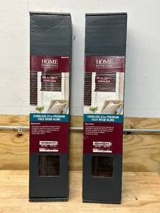 lot 19 image: HOME DECORATORS COLLECTION Lot of 2- Espresso Cordless Room Darkening 2.5 in. Premium Faux Wood Blinds for Window - 30 in. W x 64 in. L