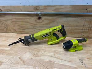 lot 119 image: RYOBI 18V P519 Reciprocating Saw and P705 Flashlight (Tools Only)