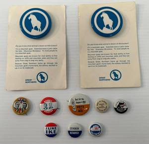 lot 17 image: Vintage Buttons Including Political And Great Northern Railway