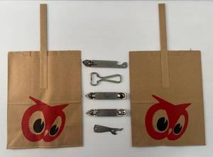 lot 47 image: Group Of Misc. Vintage Bottle Openers including Hamms And Red Owl Bags