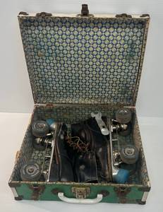 lot 56 image: Vintage Roller Skates With Case Size 9