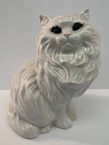 lot 80 image: Large Ceramic Cat With Chip On Ear 14T x 11 W x 10 D