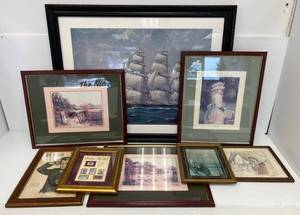 lot 82 image: Large Group Of misc. Size Framed Behind Glass Prints