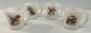 lot 88 image: Vintage Fire King Ware Cups With Misc. Game bird Imprints