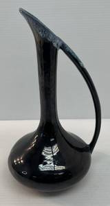 lot 101 image: Mid Century Signed Van Briggle 11 12 Handled Ewer Vase With Drip Glaze On Spout