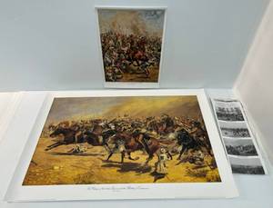 lot 119 image: Pair Of Unframed Cranston Fine Arts War Prints Titled  The Charge Of The 21st Lancers At The Balle Of Omdurman 1 18 x 25 58 1 9 x 13