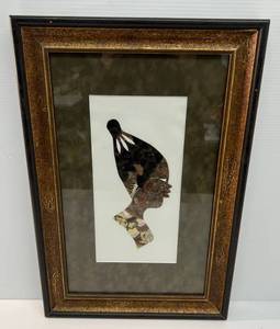 lot 120 image: 15 12 x 23 12 Framed Behind Glass African Picture Made Of Butterfly Wings