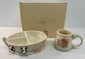 lot 125 image: 1999 Lenox Brand Noahs Ark Cup And Bowl Set NIB