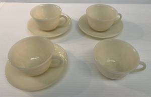 lot 160 image: Vintage Fire-King Ware Cups And Saucers 3 Cups 4 Saucers