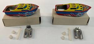 lot 195 image: Two Tin Litho Pop Pop Boats In Original Boxes