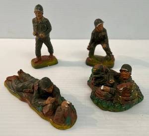 lot 214 image: Group Of J.H. Miller 1950s Chalkware U.S. Army WWII Figures Signed And Dated (Chipping Present As Expected )